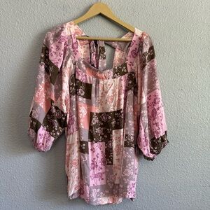 Andree Floral Balloon‎ Sleeve Blouse Size 2X NWT